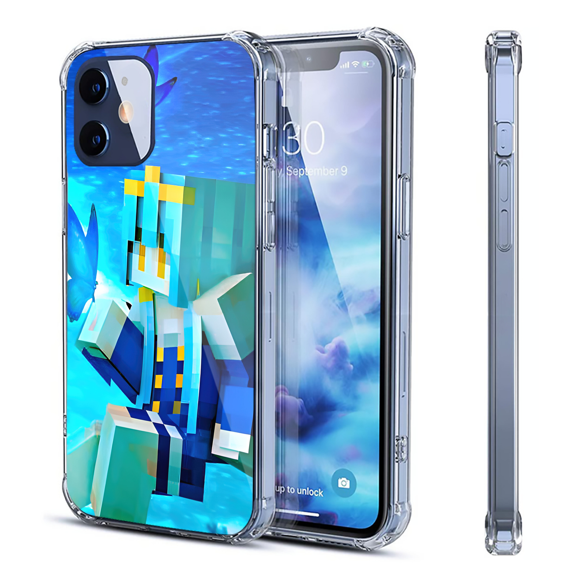 （画像用） マインクラフト ブロックの世界 Minecraft MC Block world 【iPhone 12シリーズ対応】透明スマホケース（クリアソフトケース）